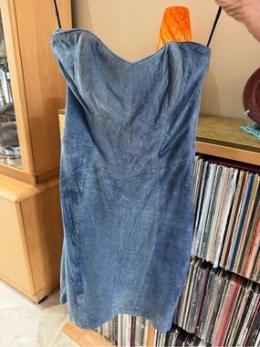 PRICE DROP: VTG 80s BUSTIER, AREA CODE, 10, lined, DISTRESSED SUEDED LAMBSKIN